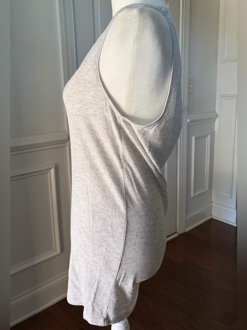 Eileen Fisher Soft Stretch Rib Knit Tank Top | Size Medium | Heather Gray - Picture 3 of 5